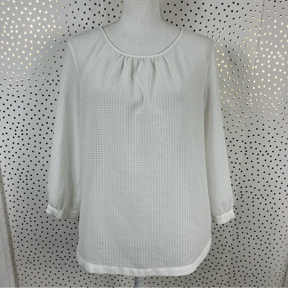 J.Crew Factory Semi-Sheer Grid Top - Picture 1 of 9